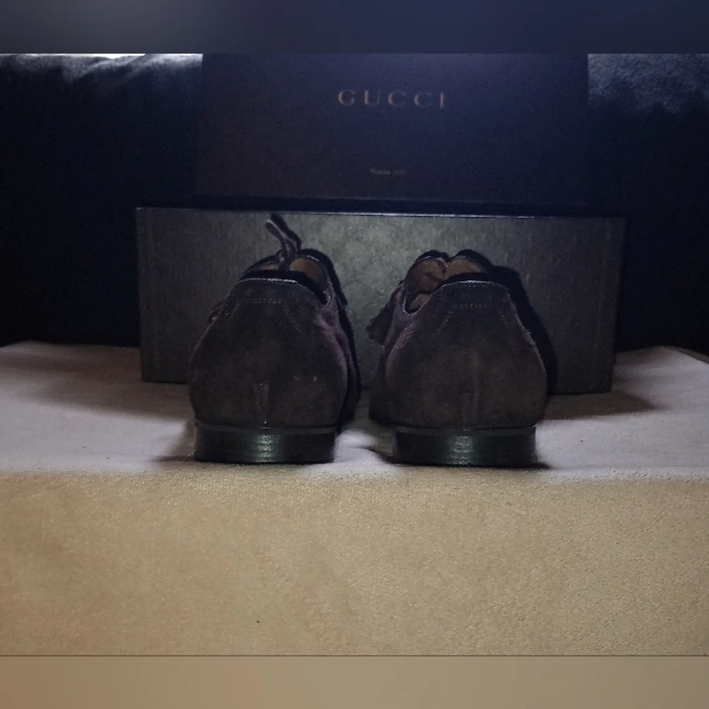 IOB Gucci Bamboo Accent Suede Brogues Men's Size: 9 - Picture 8 of 15